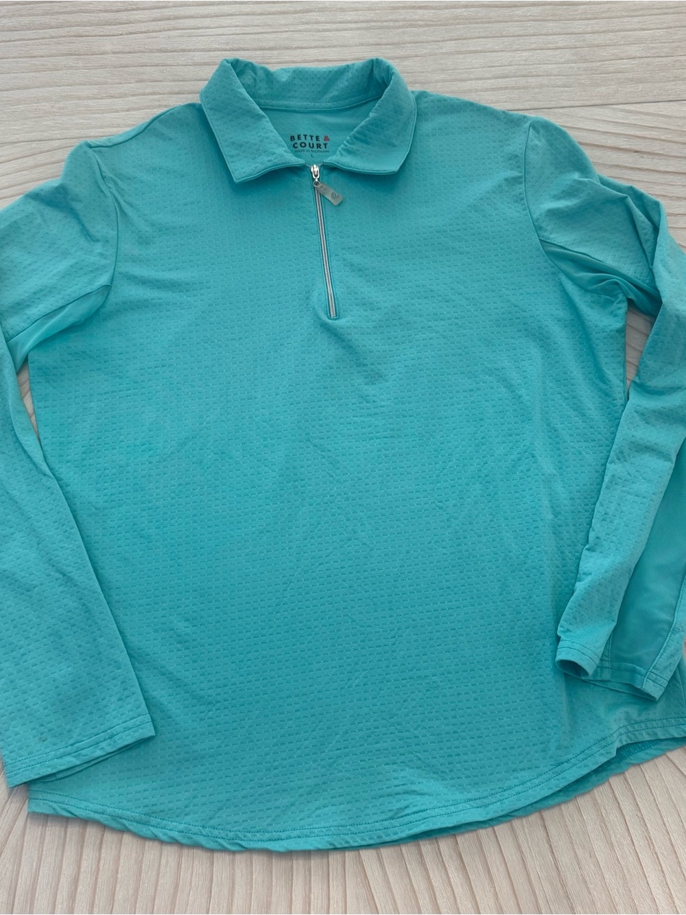 Better Court Women's Long Sleeve Zip Polo - Aqua